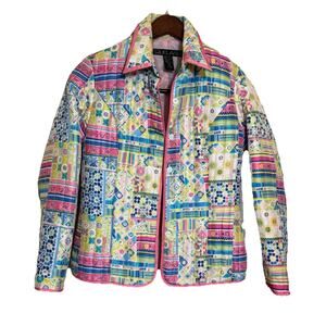 Vintage Silkland Women's Patchwork Quilt Blazer Jacket Cottage Core Size Small